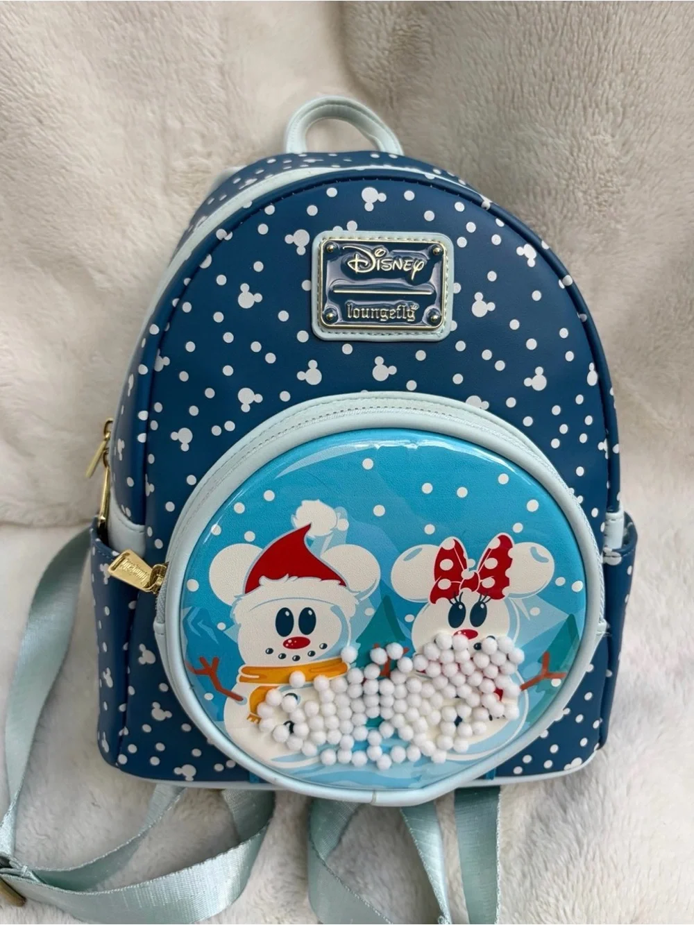 Disney Loungefly Mickey & Minnie Snowman Mini Backpack